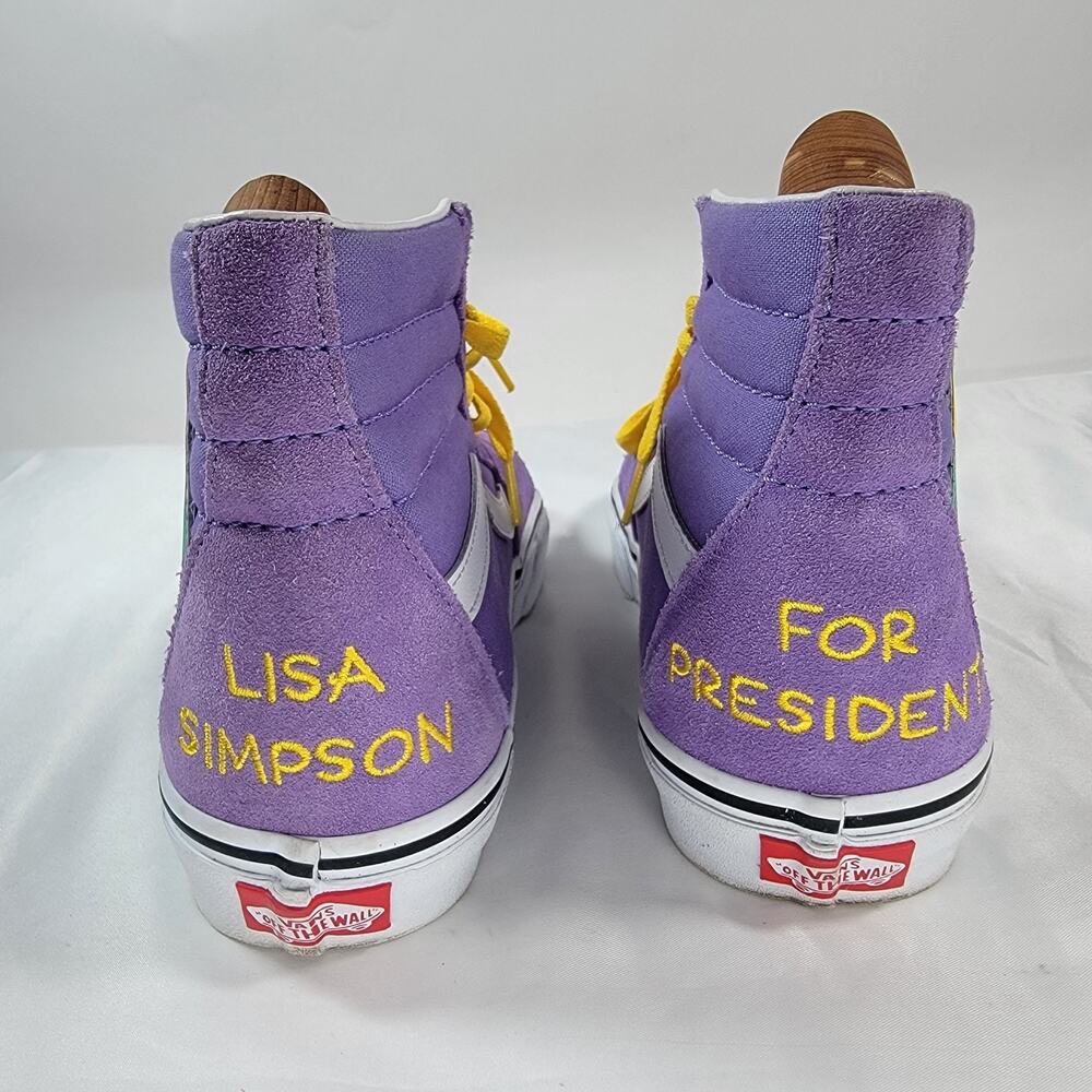 Vans Sk8-Hi Lisa Simpson For President Purple & Yellow Women 9/ Men 7.5 Sneakers - Picture 12 of 14
